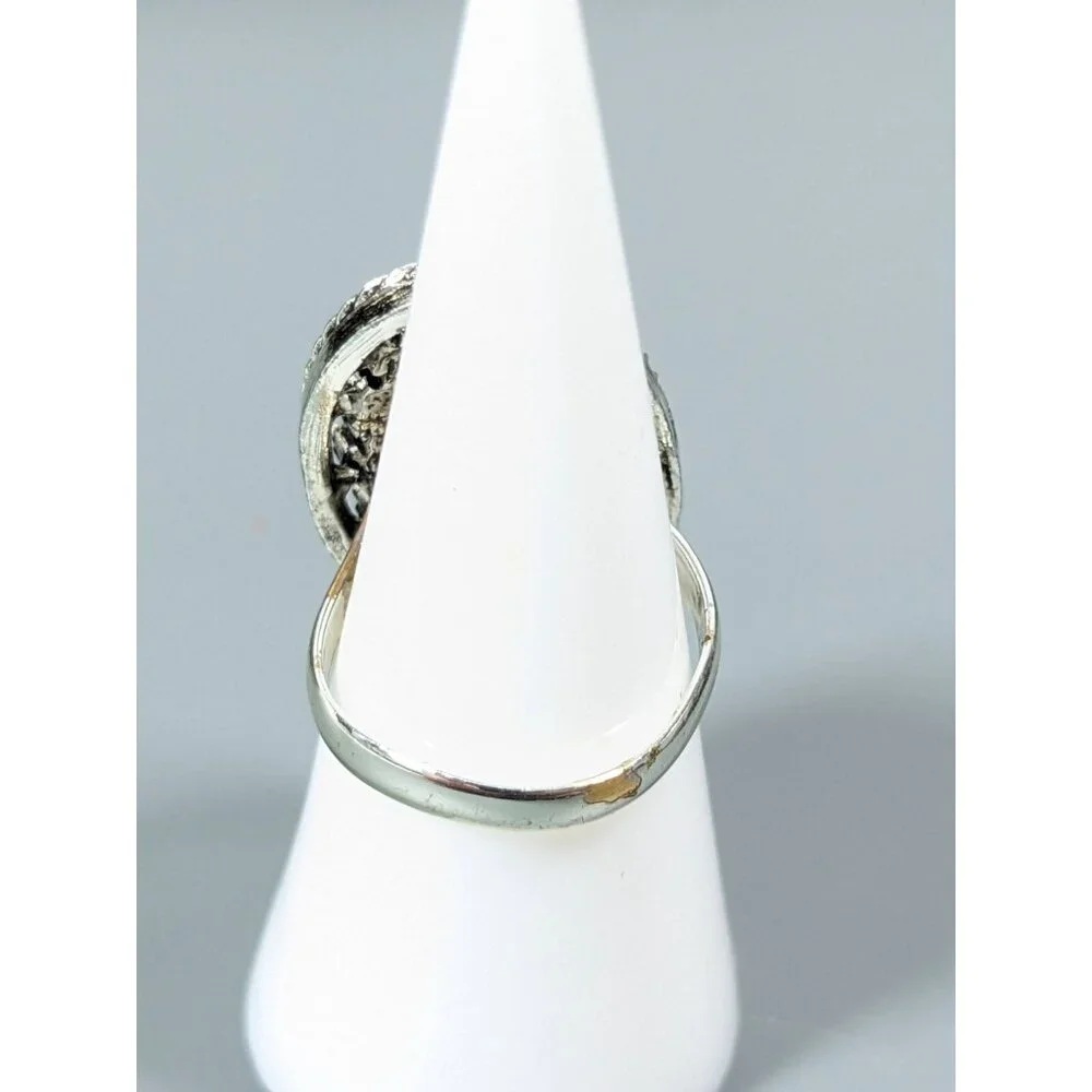 Vintage Pink Marquise Round Wide Oval Cocktail Adjustable Band Ring Size‎ 7
